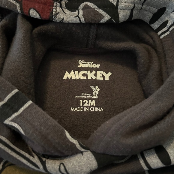 Disney Junior Mickey Mouse Dark Gray Hooded Sweatshirt Size 12M Unisex! - Picture 4 of 4